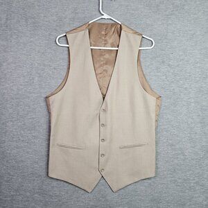 Caravelli Mens Button Up Lined Beige Vest  Made In Italy Size 40L 30W
